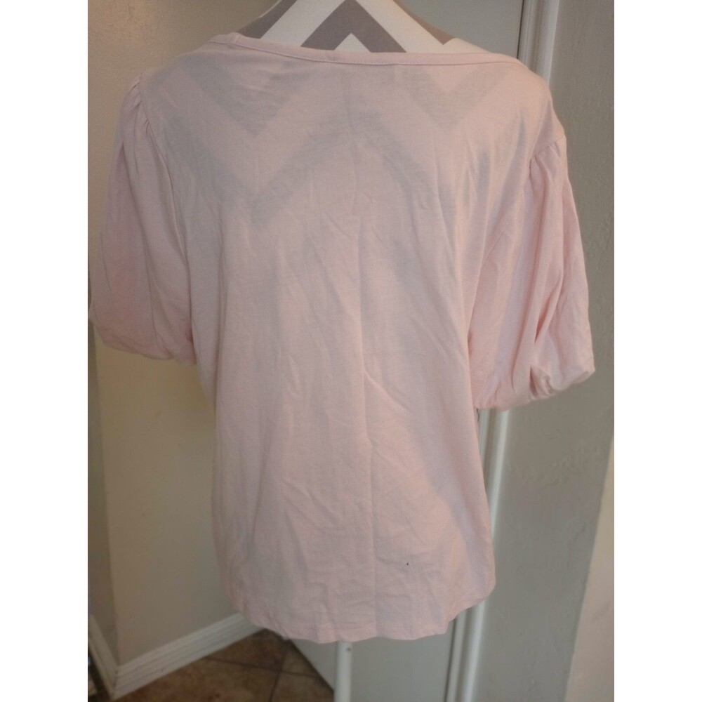Rachel Parcell  S L.  Bubble Sleeve T-Shirt Pink NEW AUTH #A62